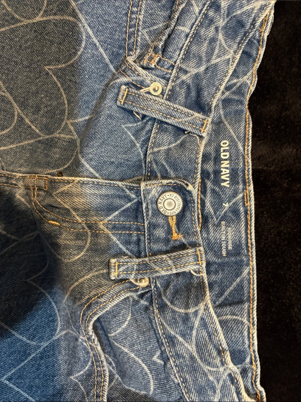 Old Navy Blue Denim Heart Print Kids Shorts